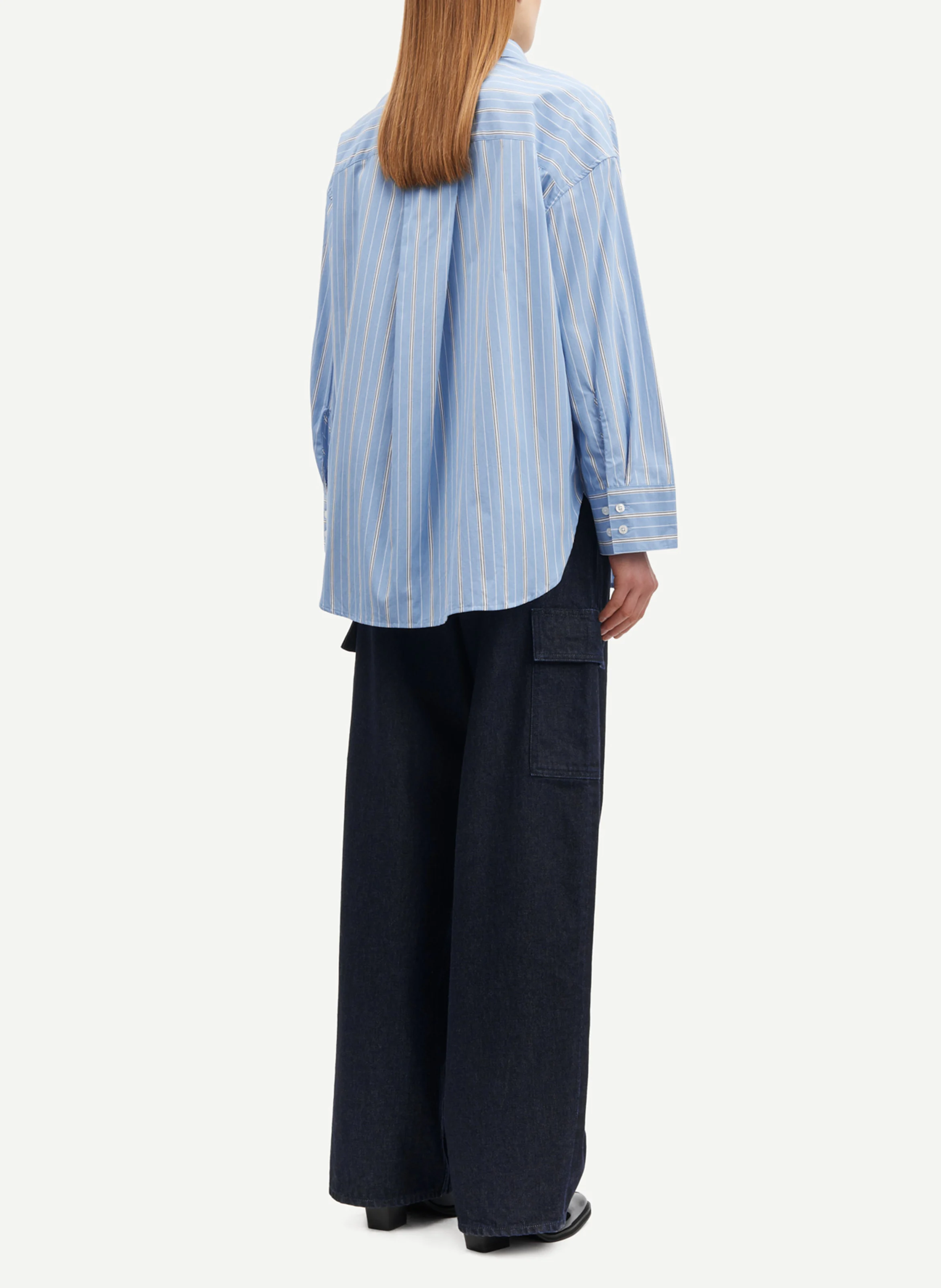 MARIKA - Chemise col classique ample en coton organique | Bleu