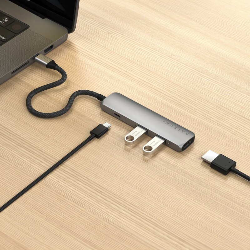 Satechi ST-P4SM hub & concentrateur USB Type-C 10000 Mbit/s Gris