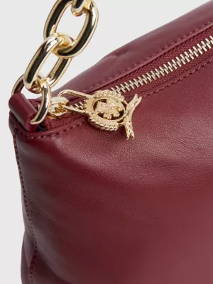 Bolsa transversal casual de couro com alça de corrente