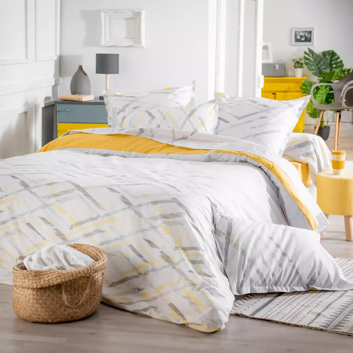 Taie d'oreiller carrée coton Vermont Blanche