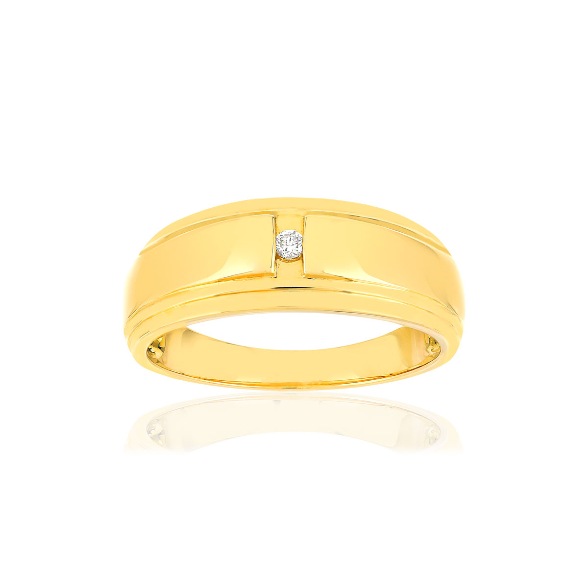 Chevalière or jaune 375, diamant.