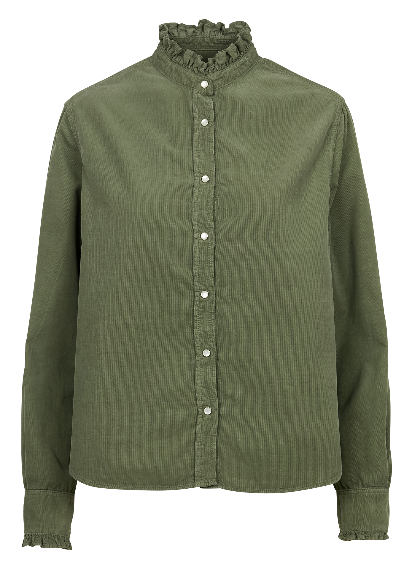 GABY - Chemise col victorien en velours de coton côtelé| Vert