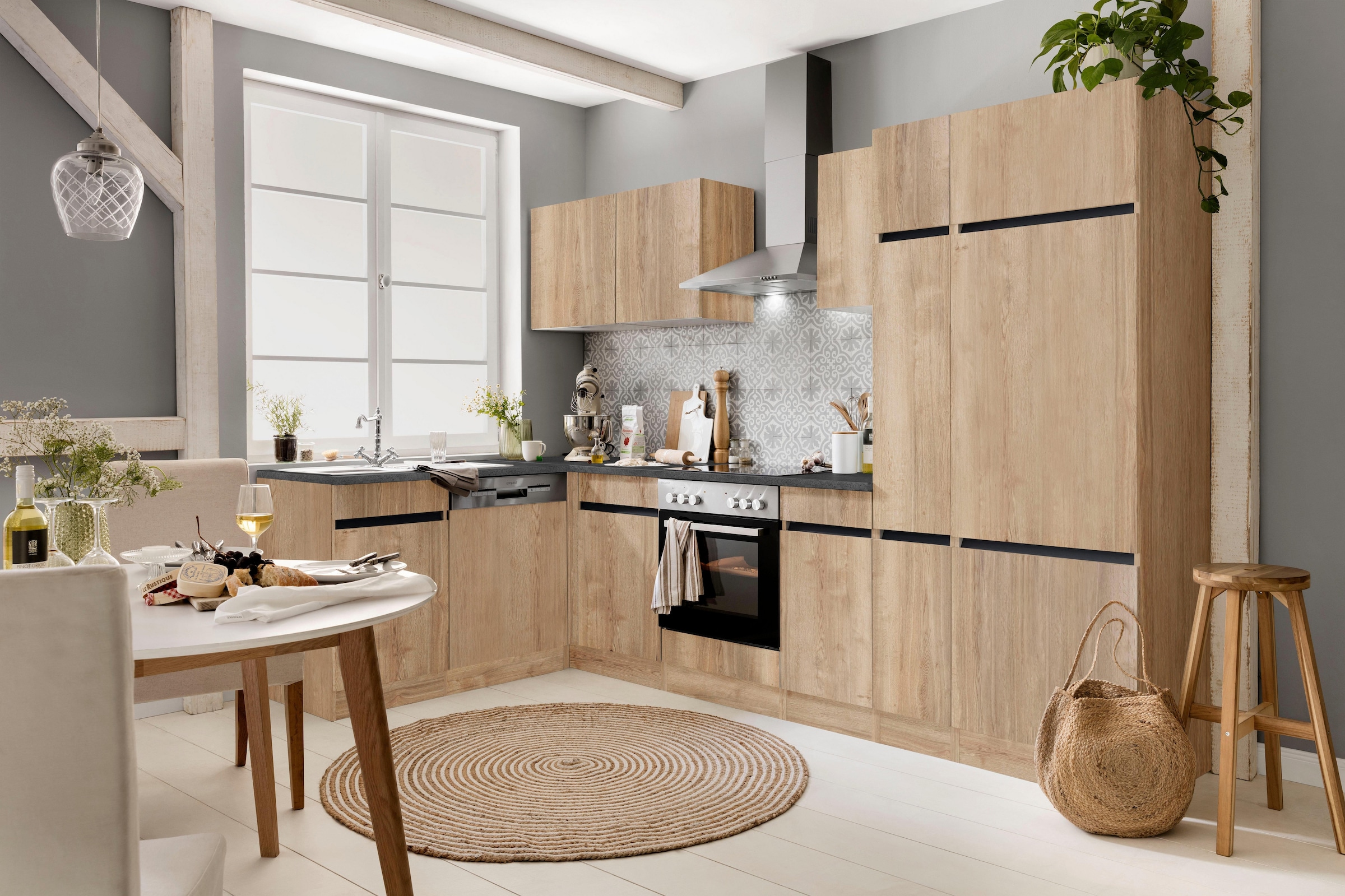 OPTIFIT Winkelküche »Roth« Stellmasse 300x175 cm, wahlweise mit E-Geräten, mit Apothekerschrank