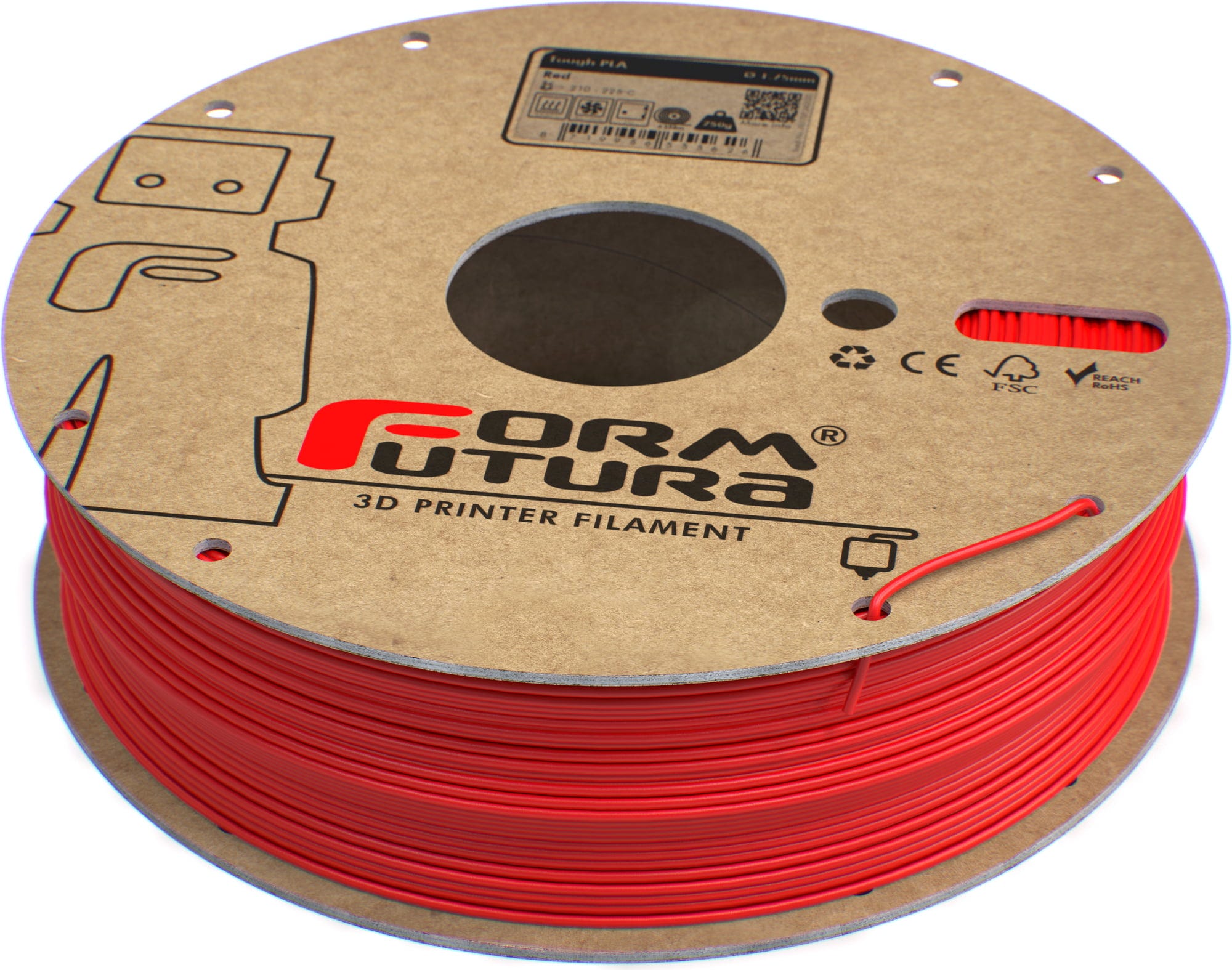 FormFutura  Tough PLA Red, 1,75 mm / 750 g    PLA Filament mit hervorragende Festigkeit in Rot