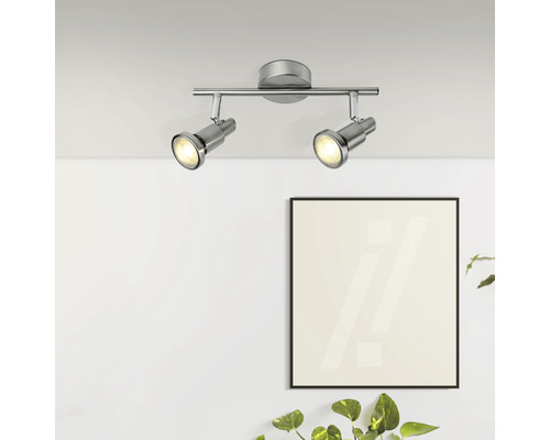 LED plafondspot 2x5W 2x380 lm 3000 KB 27,5 cm nikkel/chroom