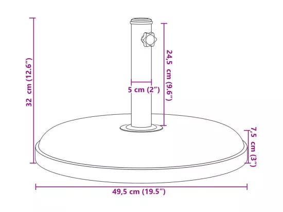 Base de parasol pour mats ?32/35/38 mm 25 kg rond