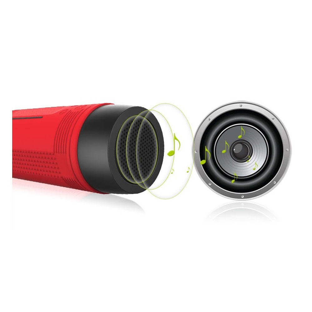 3in1 Velo Fahrrad LED Lampe   Bluetooth 4.0 Outdoor Lautsprecher FM Radio   Powerbank 4000mAh (Micro SD Slot   Aux In) - Grau