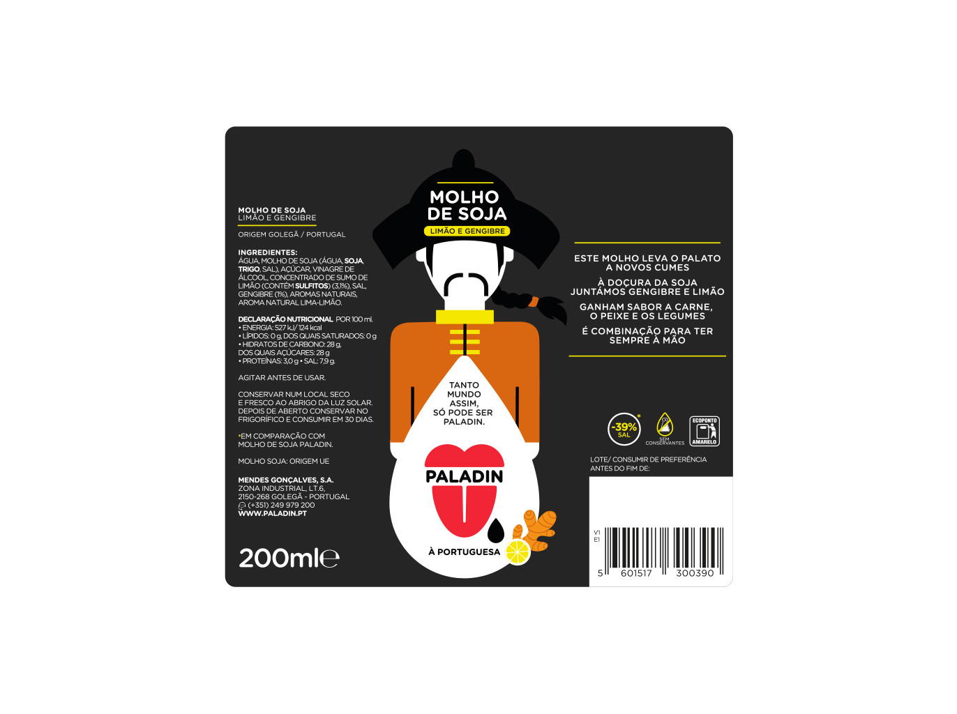 MOLHO DE SOJA PALADIN LIMÃO GENGIBRE 200ML