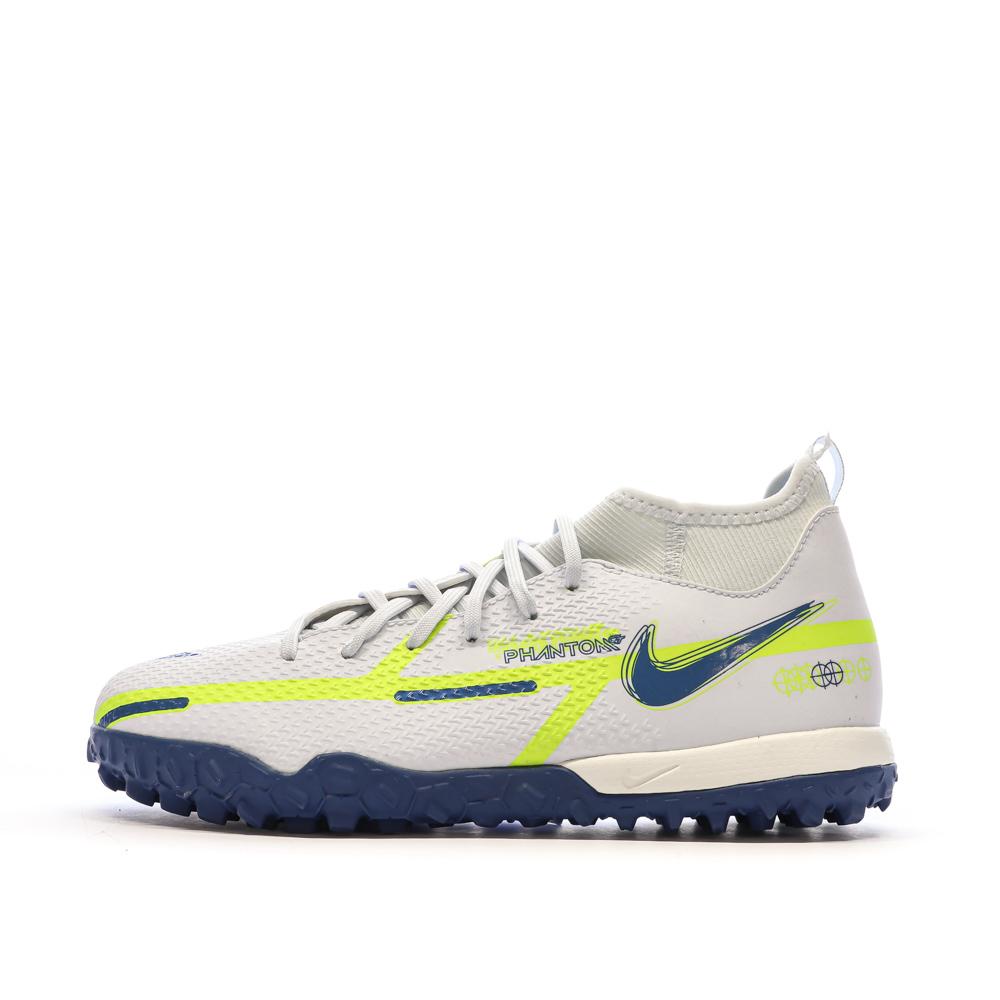 Nike Chaussures de Foot Blanc/Bleu/Jaune Junior Nike Phantom GT2 Academy