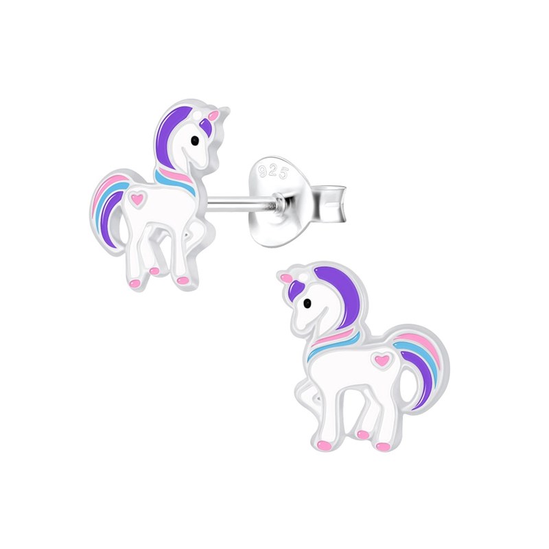 Boucles d'oreilles enfant licorne en argent 925