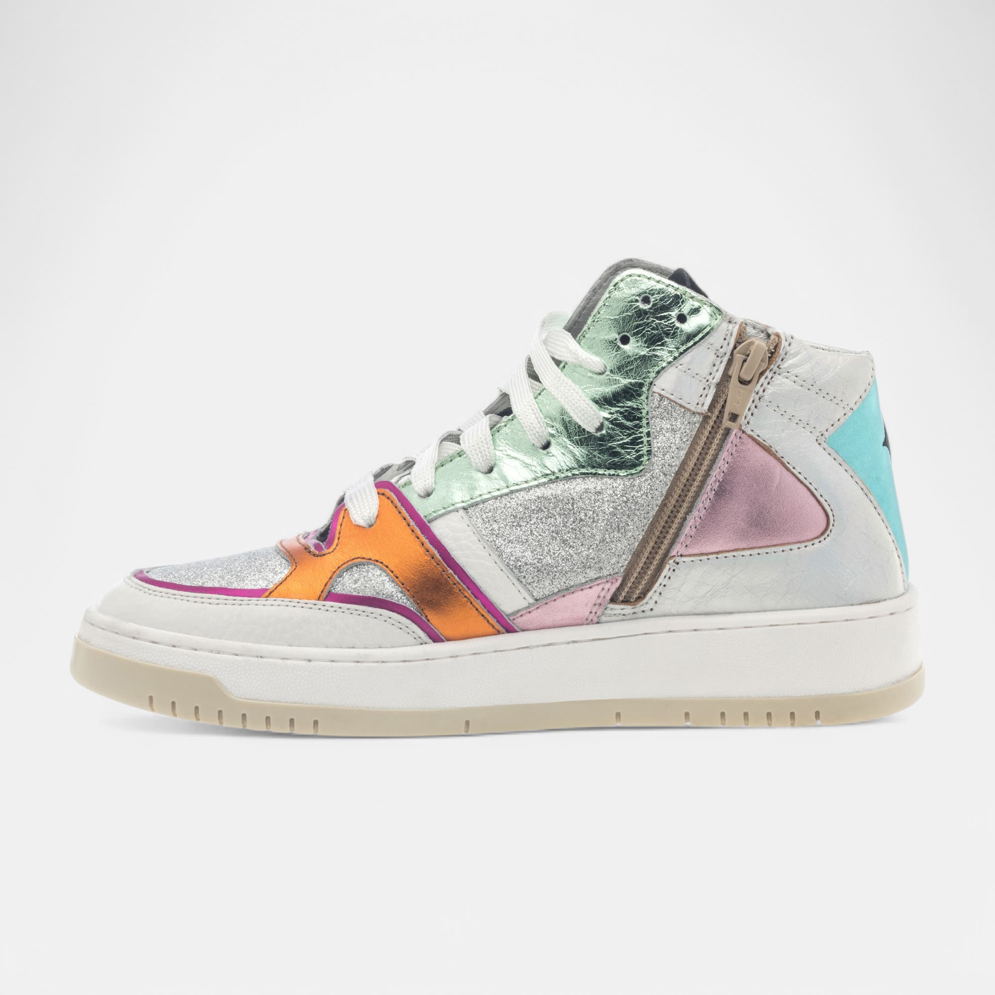 Baskets hautes Femme argent