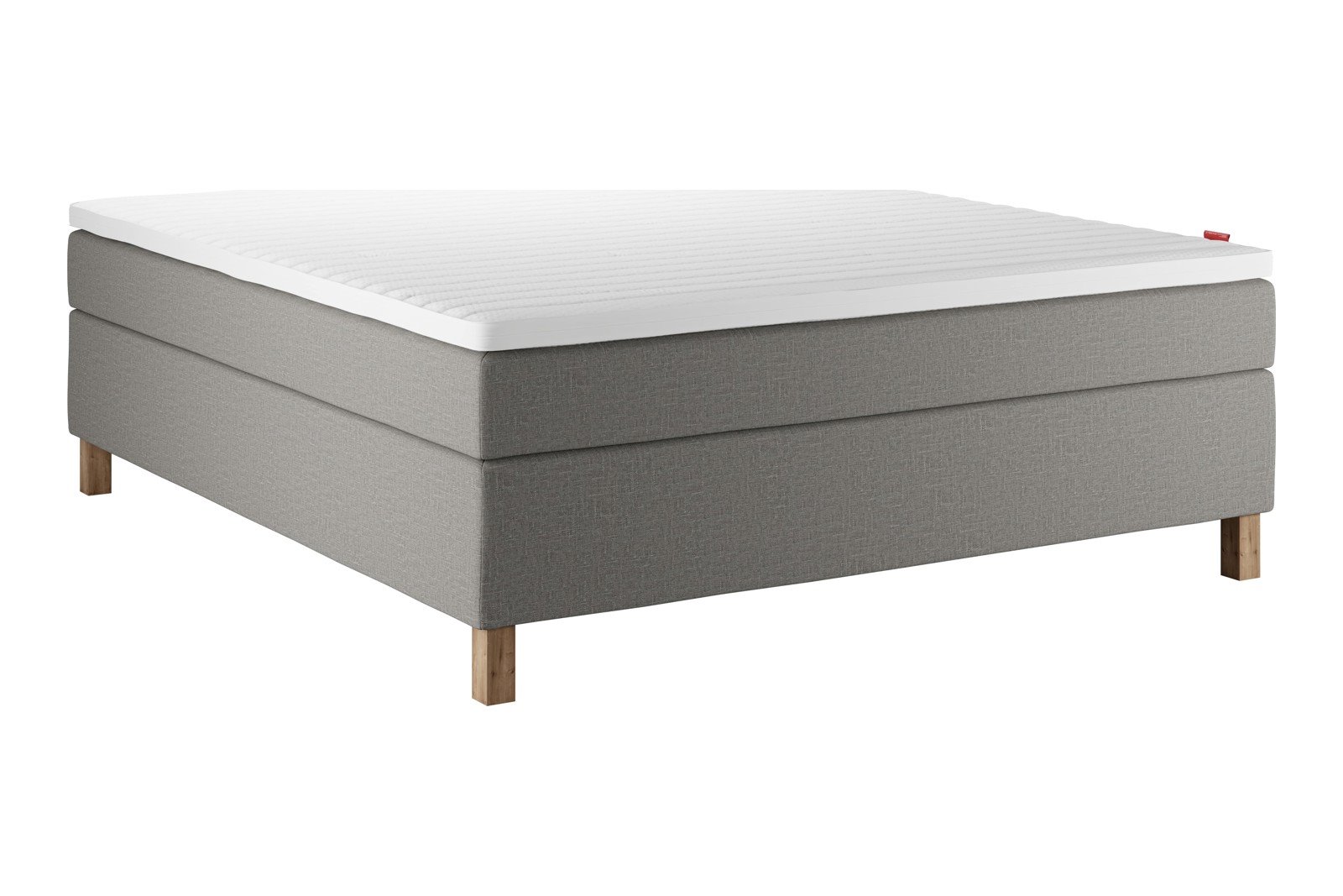 Sensitive 400 Kontinentalseng 180x210 cm Tekstil Taupe 70 Fast/Fast m/Premium latex overmadrass og round hvitvasket ben 13cm, gavl selges separat