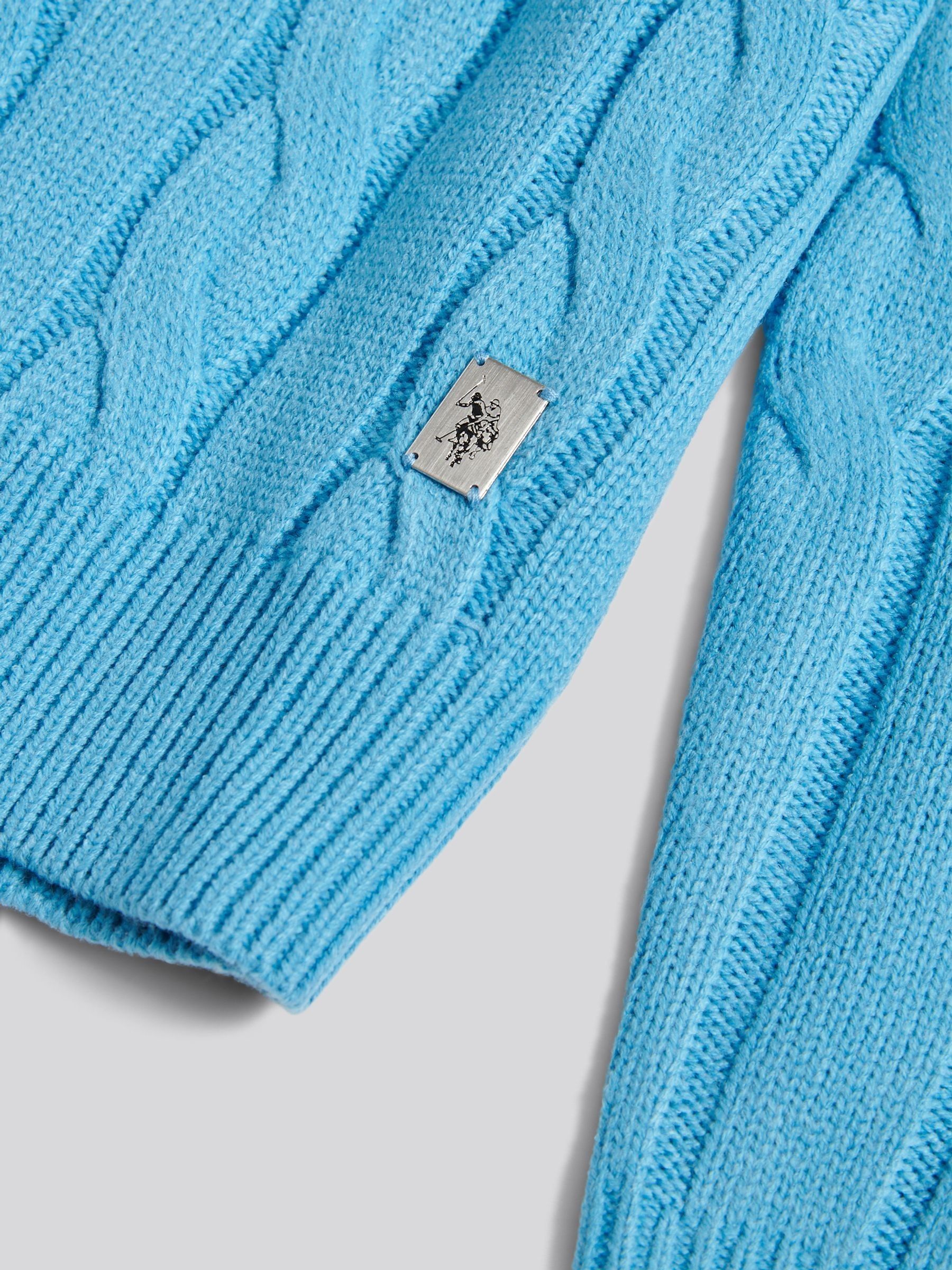 Donkerblauw - U.S. Polo Assn. Mens Cable Knit Crew Jumper
