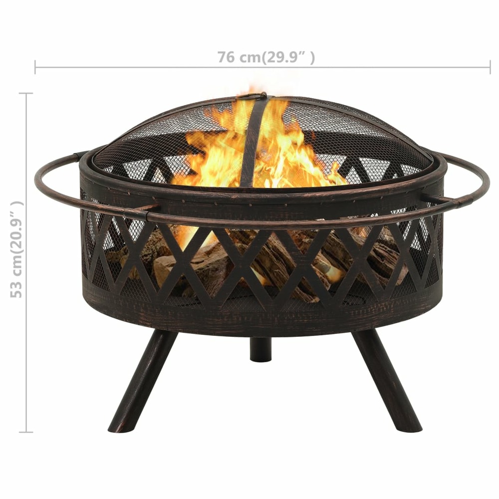 Foyer rustique avec tisonnier 76 cm xxl acier