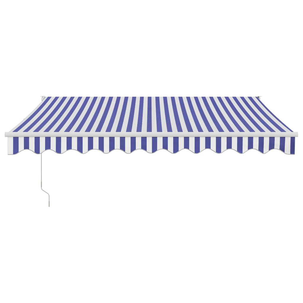 Auvent rétractable bleu et blanc 3x2,5 m tissu et aluminium