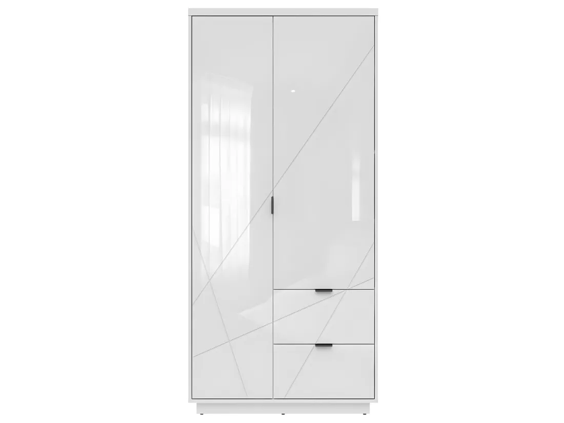 Armoire 2 portes 2 tiroirs Sven Blanc