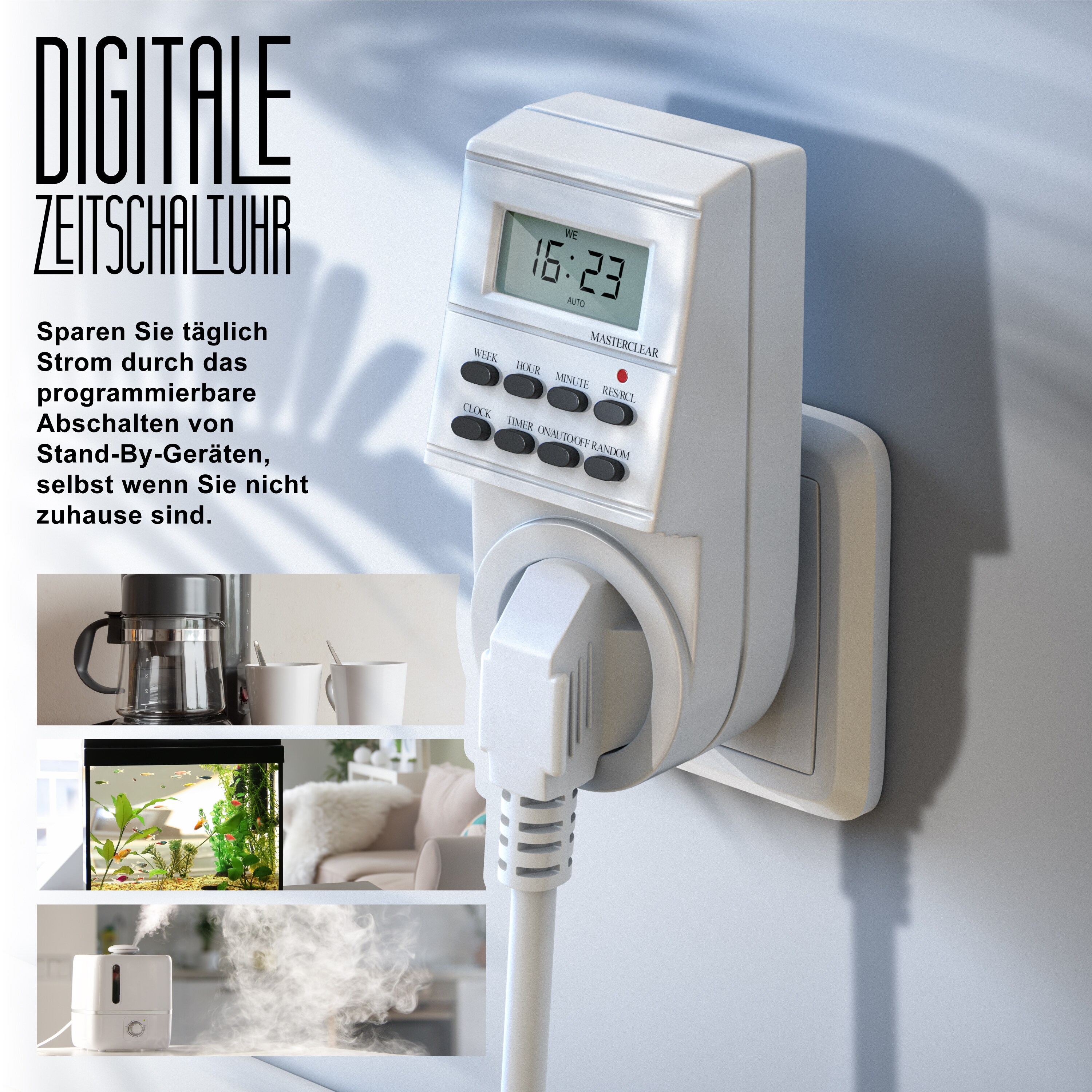 Arendo digitale Zeitschaltuhr Timer mit 1,5 Zoll LCD-Display - 3680W