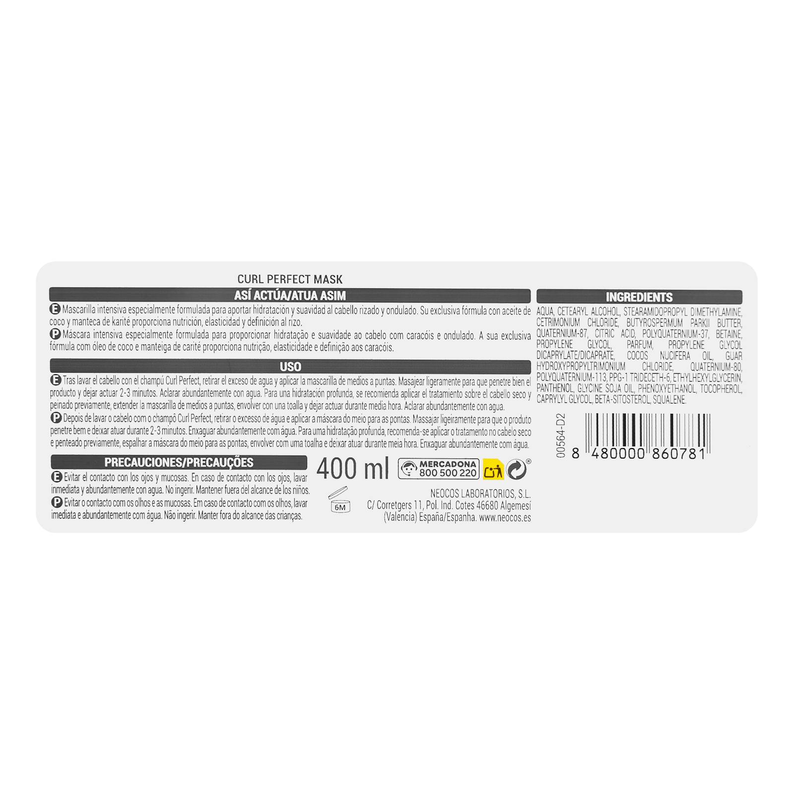 Masque Deliplus Curl Perfect pour cheveux bouclés
