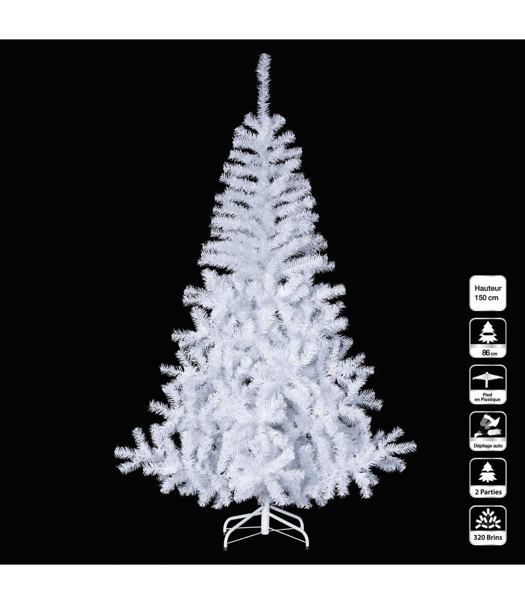 Sapin de noël Luxe - 1,5 m - Blanc