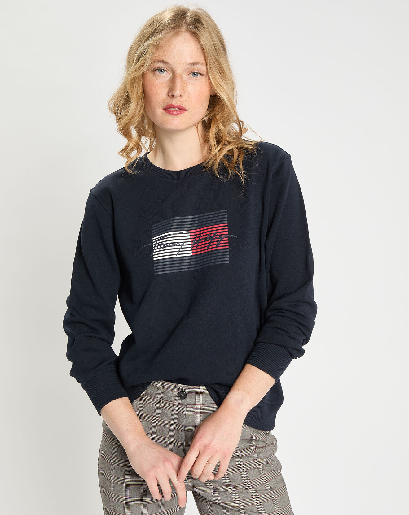 Tommy Hilfiger Sweat 100% Coton Bio  Flag bleu marine
