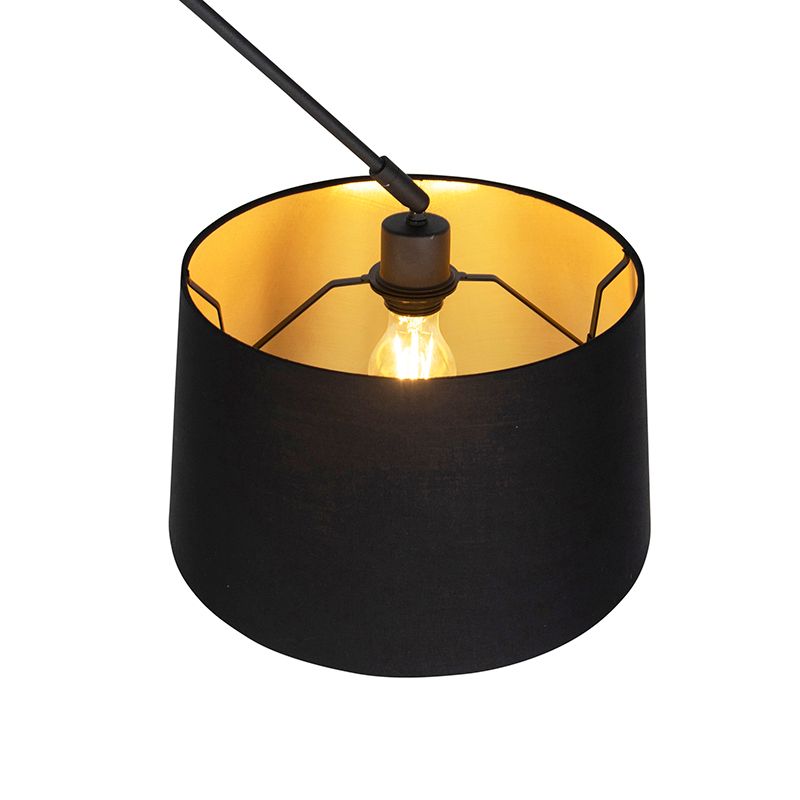 Hanglamp zwart met katoenen kap zwart met goud 35 cm - Blitz