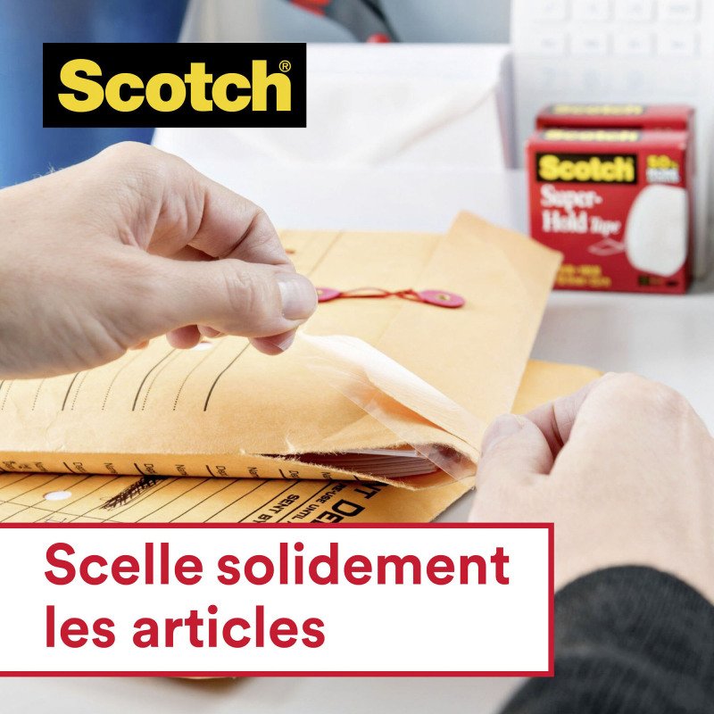 Ruban adhésif Scotch à cacheter Super-Hold - Largeur 19 mm x longueur 25,4 m
