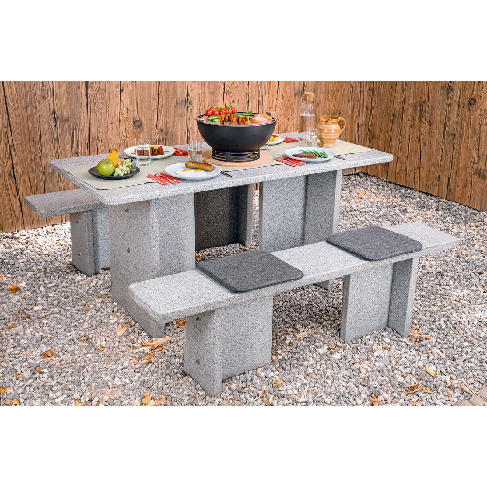 Tischgarnitur Morcote Granit 3-teilig, eckig