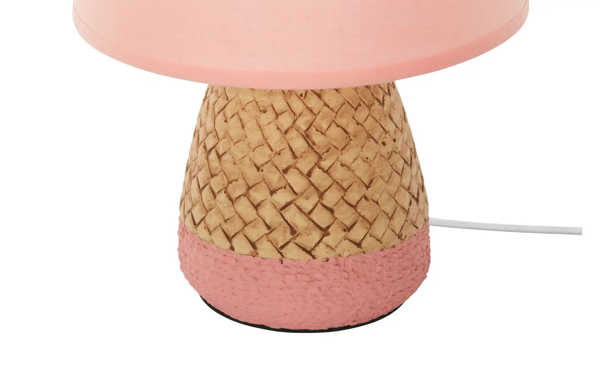 levelone Keramik-Tischleuchte, 1-flammig, Pink mit Seil