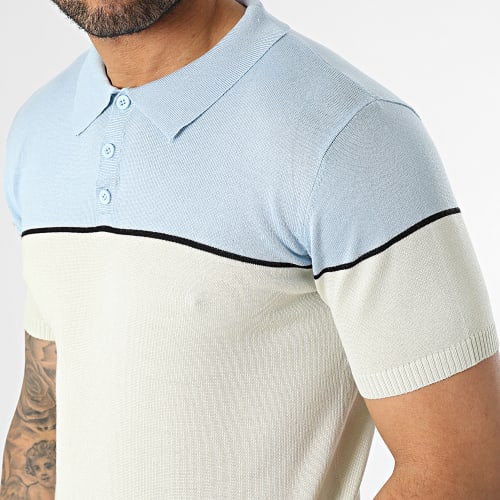 Polo Manches Courtes Beige Bleu Clair