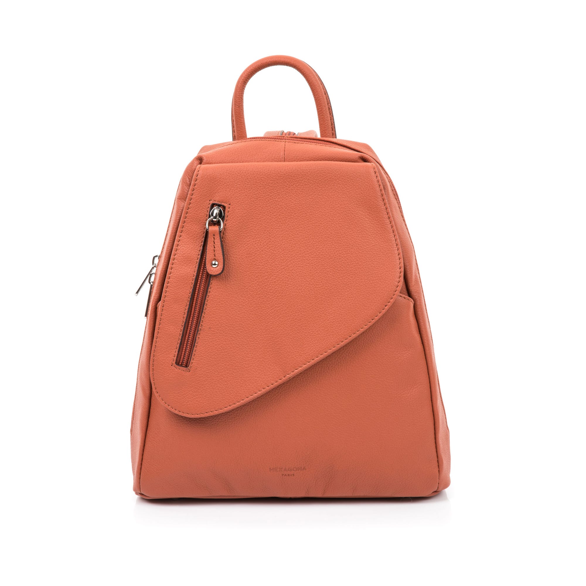 Sac à dos en cuir orange