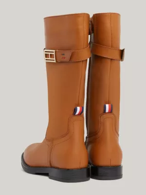 Botas de couro até o joelho com fivela