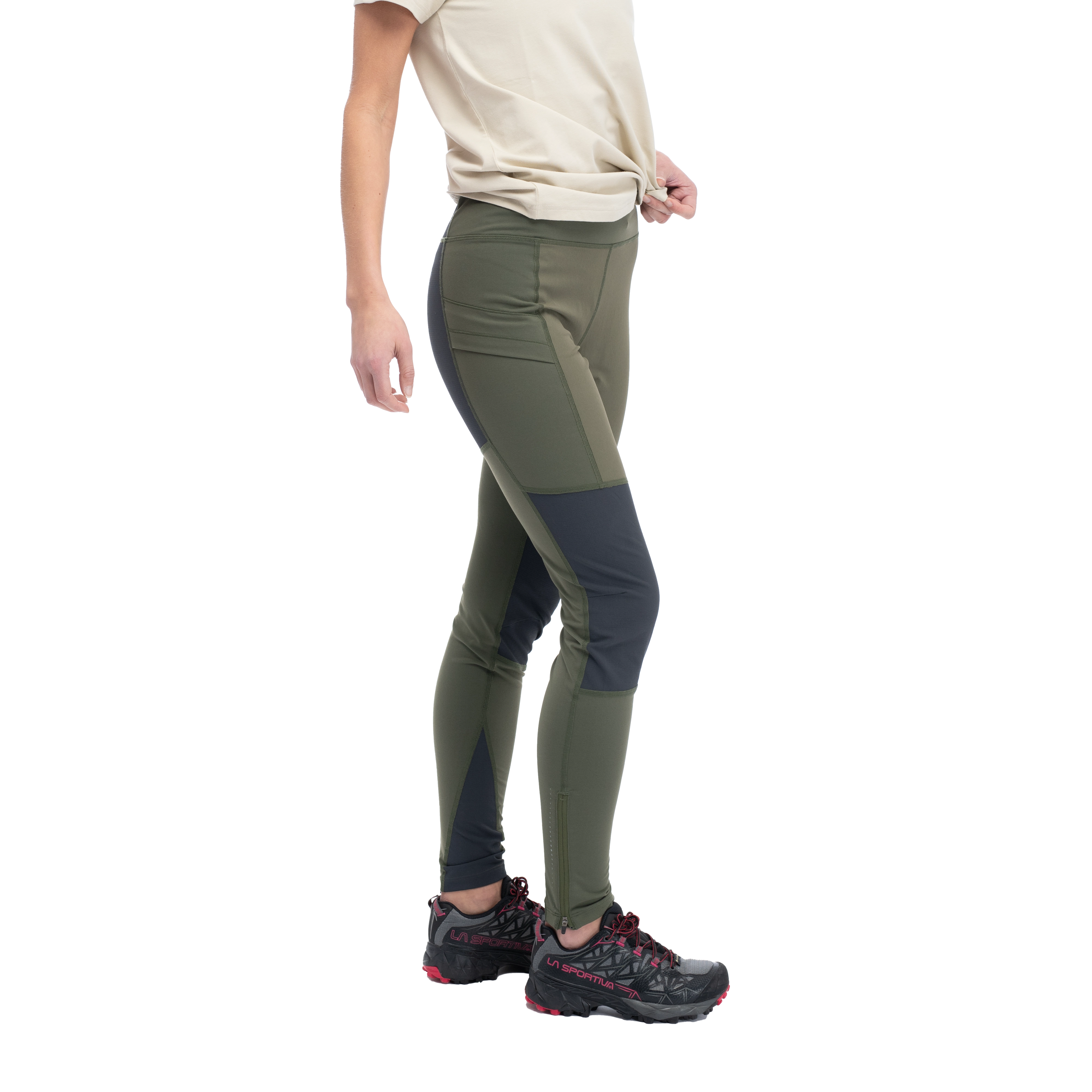 Fløyen Outdoor Tights Women Dark Green Mud / Dark Shadow Grey