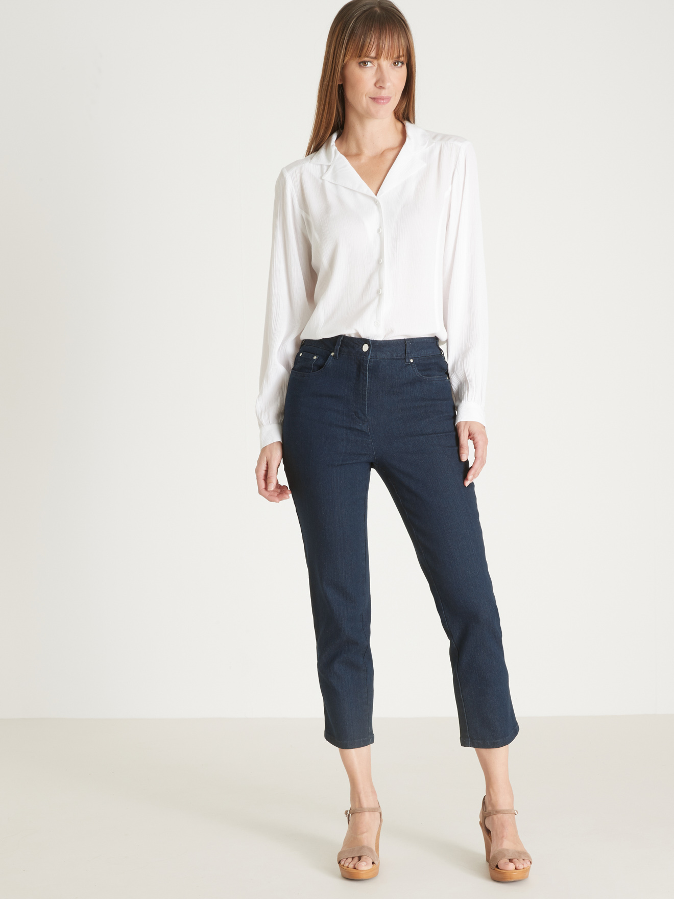 Pantacourt droit 5 poches extensible