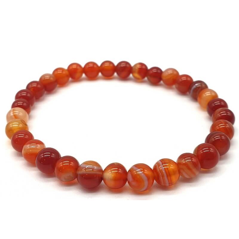 Bracelet extensible avec perles Cornaline Rubanée