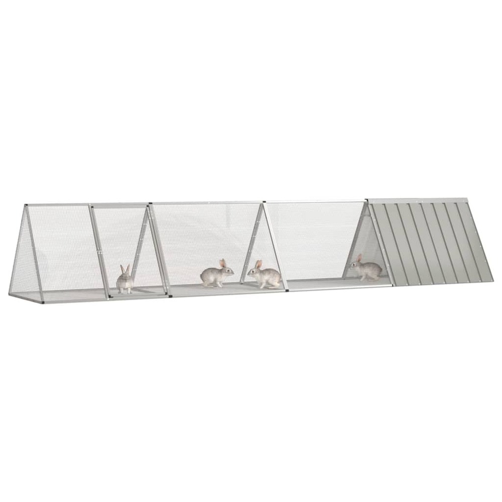 Cage pour lapin gris 403,5x80,5x71 cm acier galvanisé