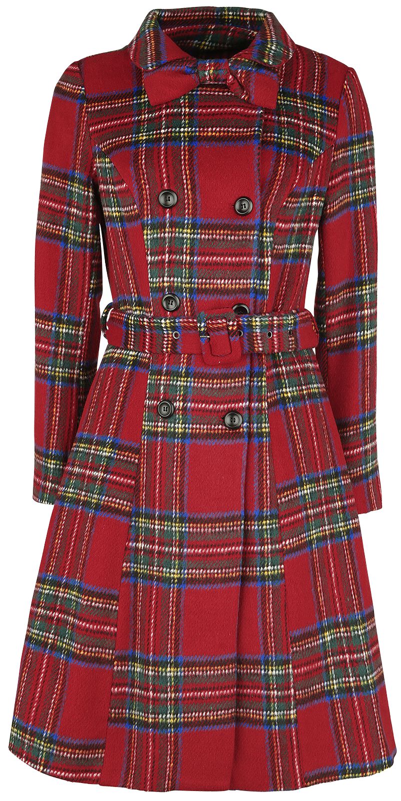 Manteau Tartan Nœud Amovible Margaret | Voodoo Vixen Manteaux