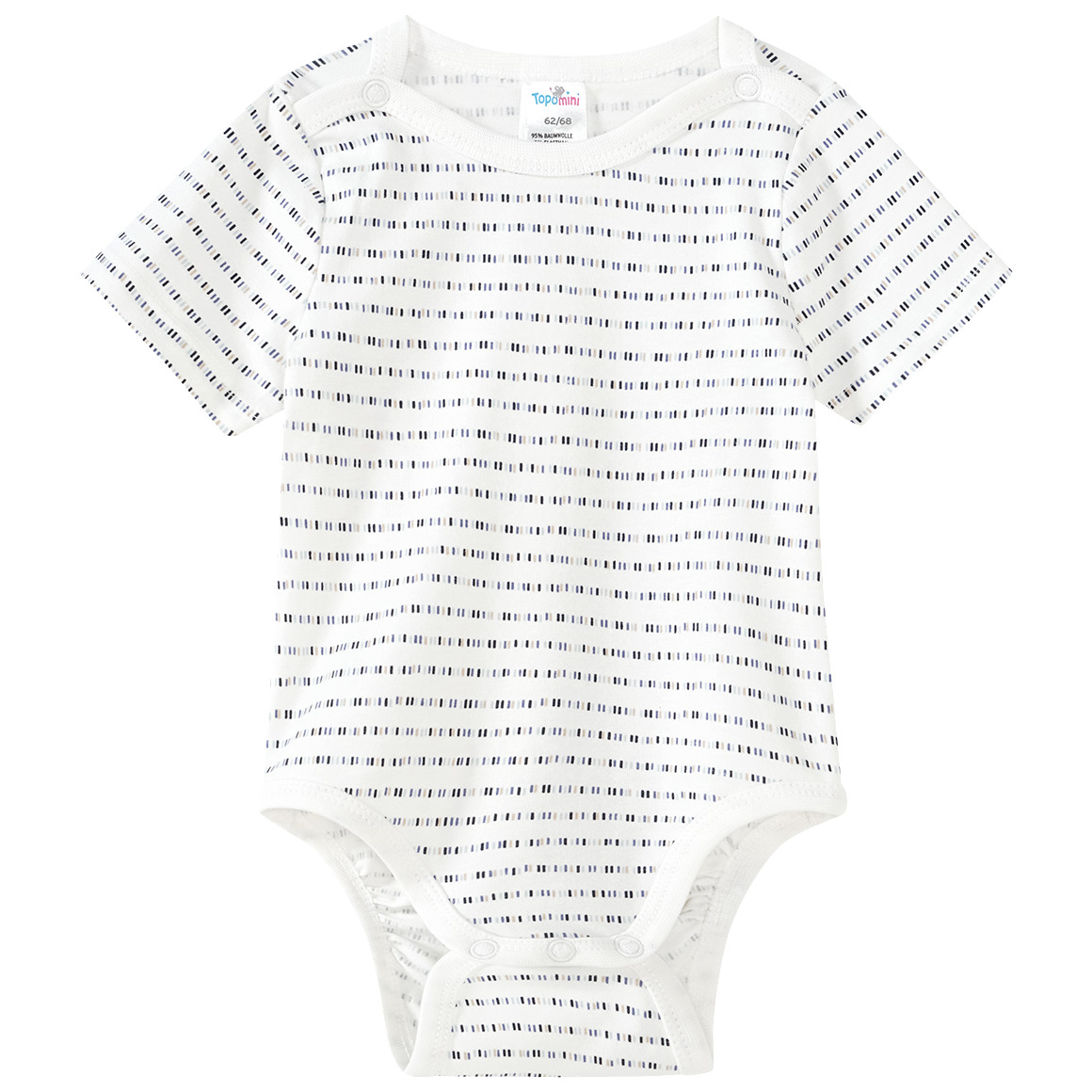 Topomini 2 Baby Bodys in verschiedenen Dessins hellblau / weiss