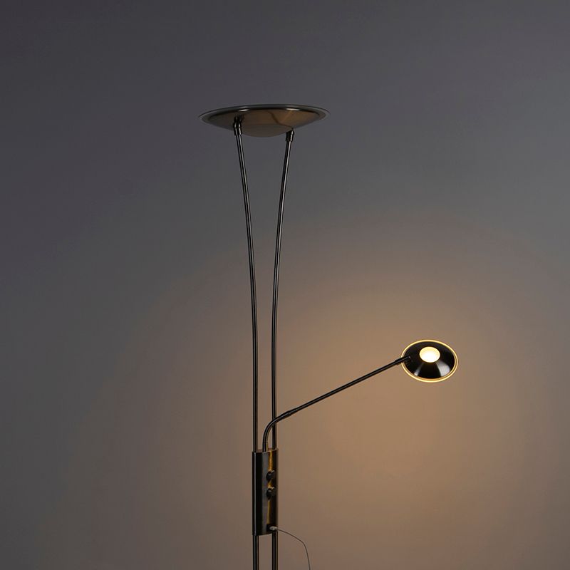 Vloerlamp staal met leesarm incl. LED en USB-poort - Sevilla