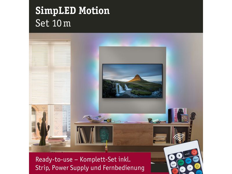 Paulmann LED-Stripe SimpLED Motion RGB, 10 m Set Beschichteter Light-Strip mit einzeln steuerbaren LEDs