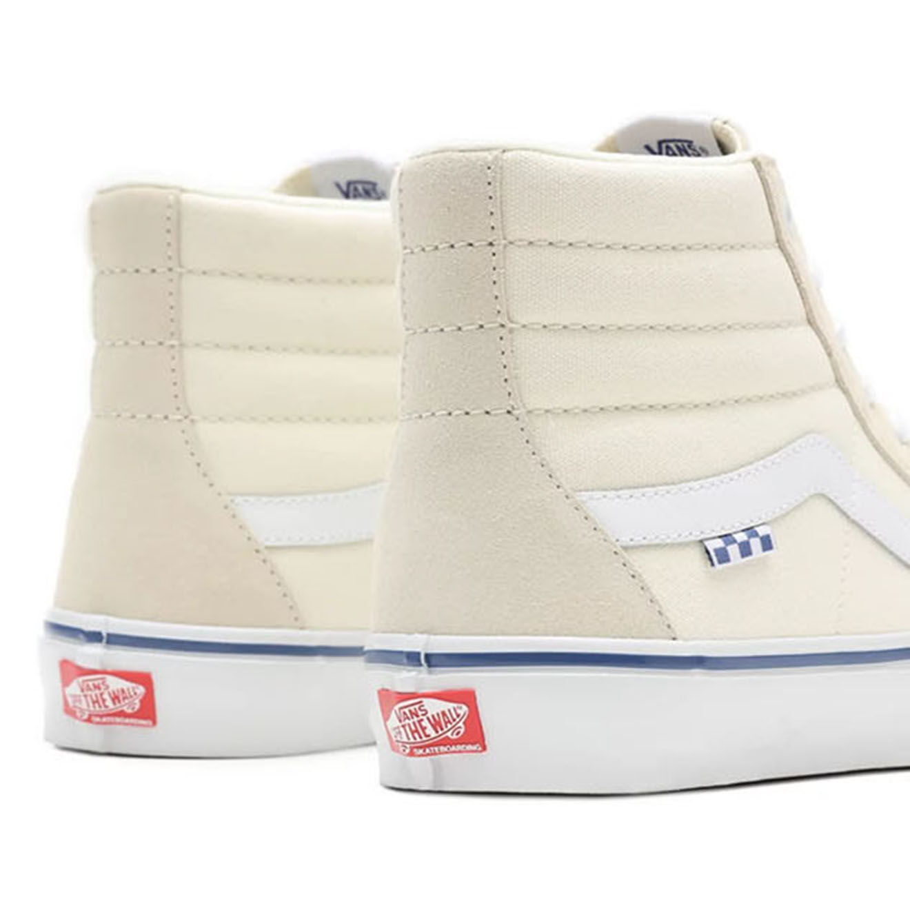 Vans Sneakers en Toile et Velours de Cuir Sk8-Hi blanc cassé
