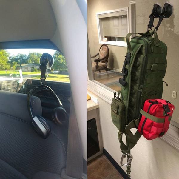 INF Fire kroker med sugeplugg og trekantspenne for bobil/biltelt/camping Sort