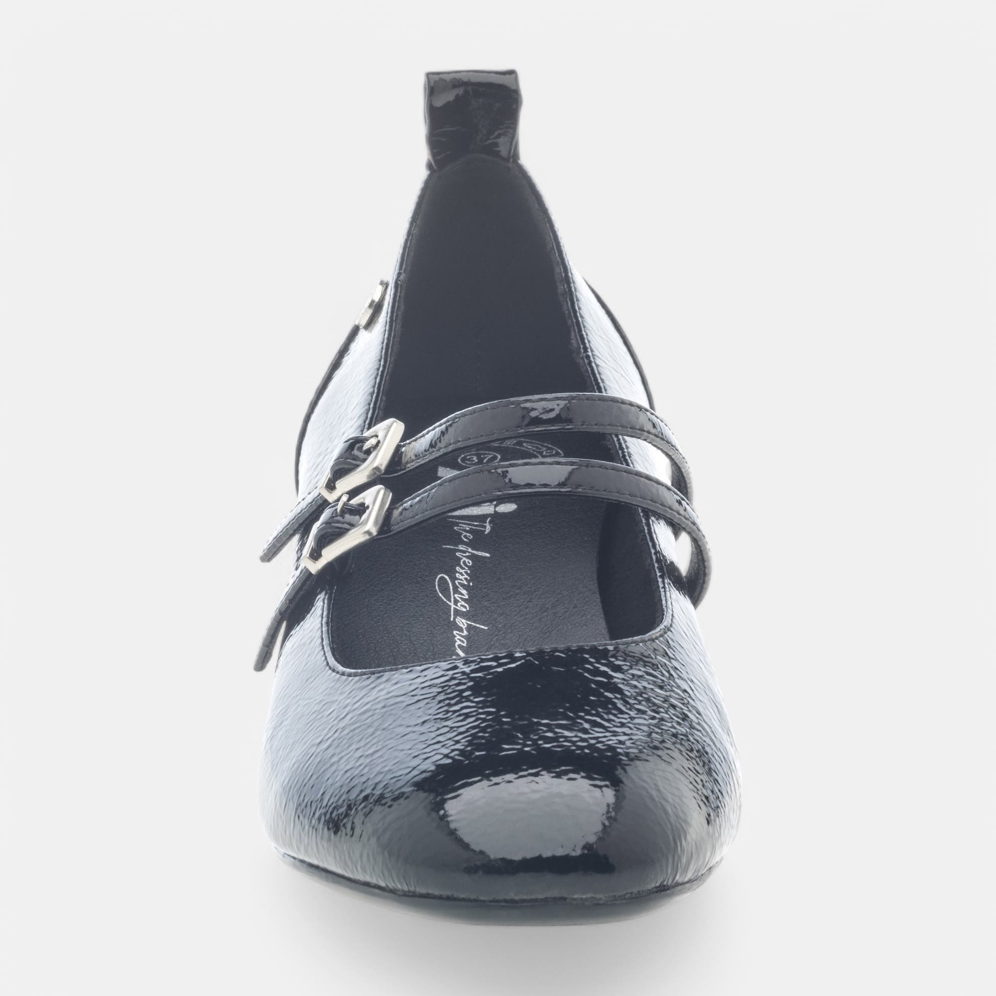 Babies à talon Femme noir vernis