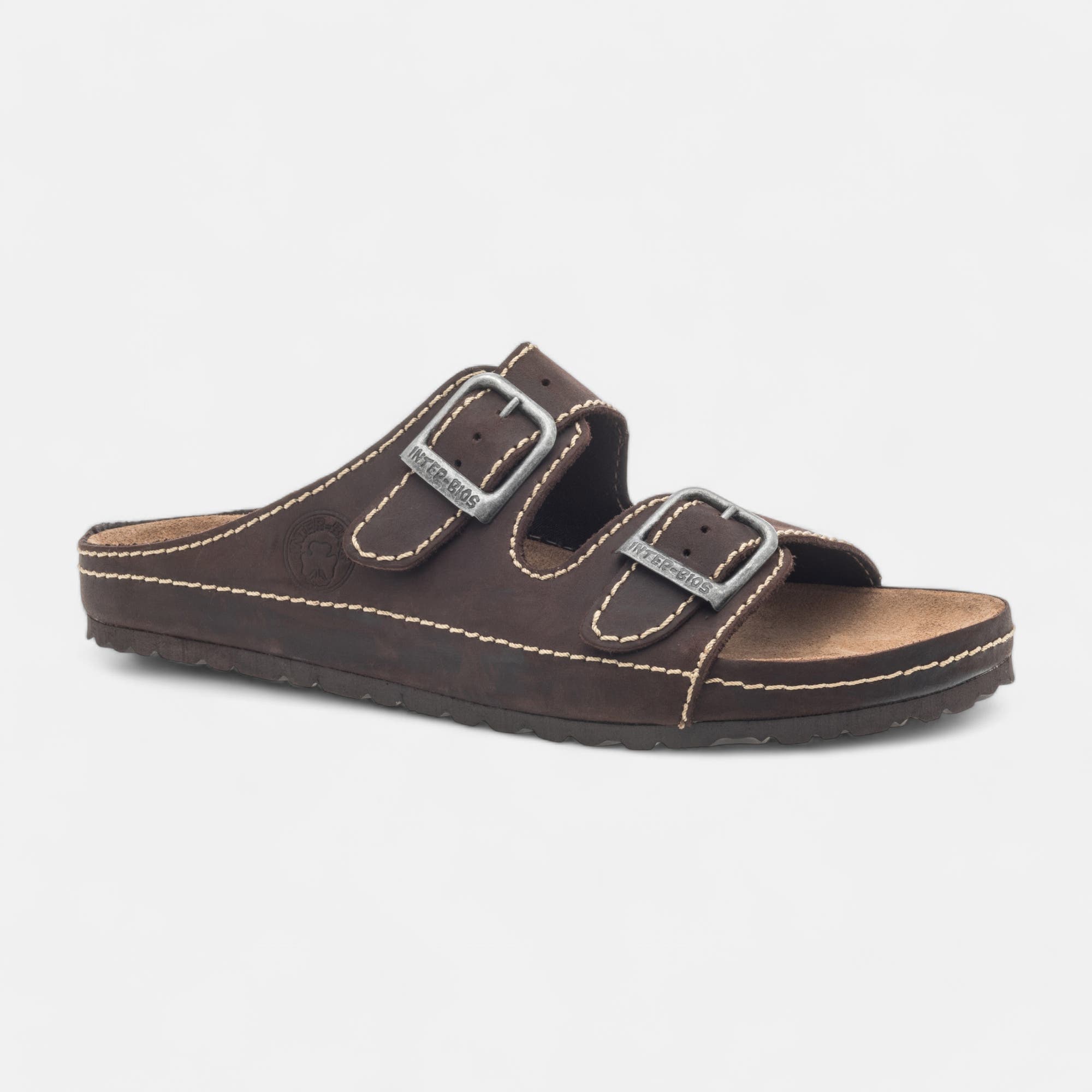 Mules semelle liège Homme en cuir marron