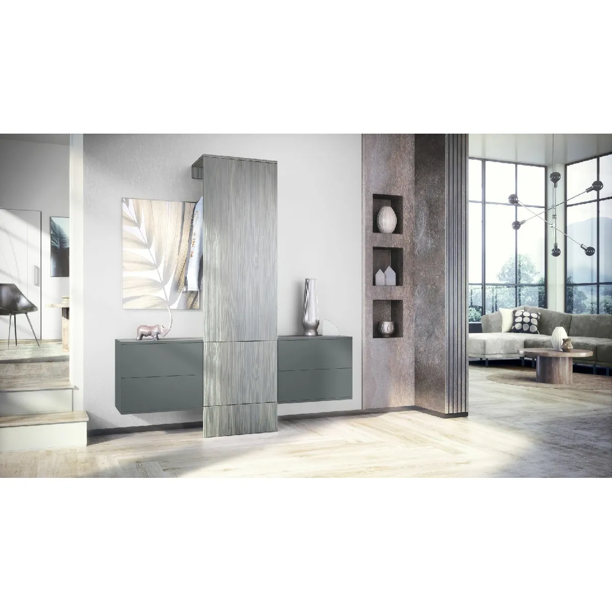MPC vestiaire Gris et Anthracite 157 x 193 x 35 cm