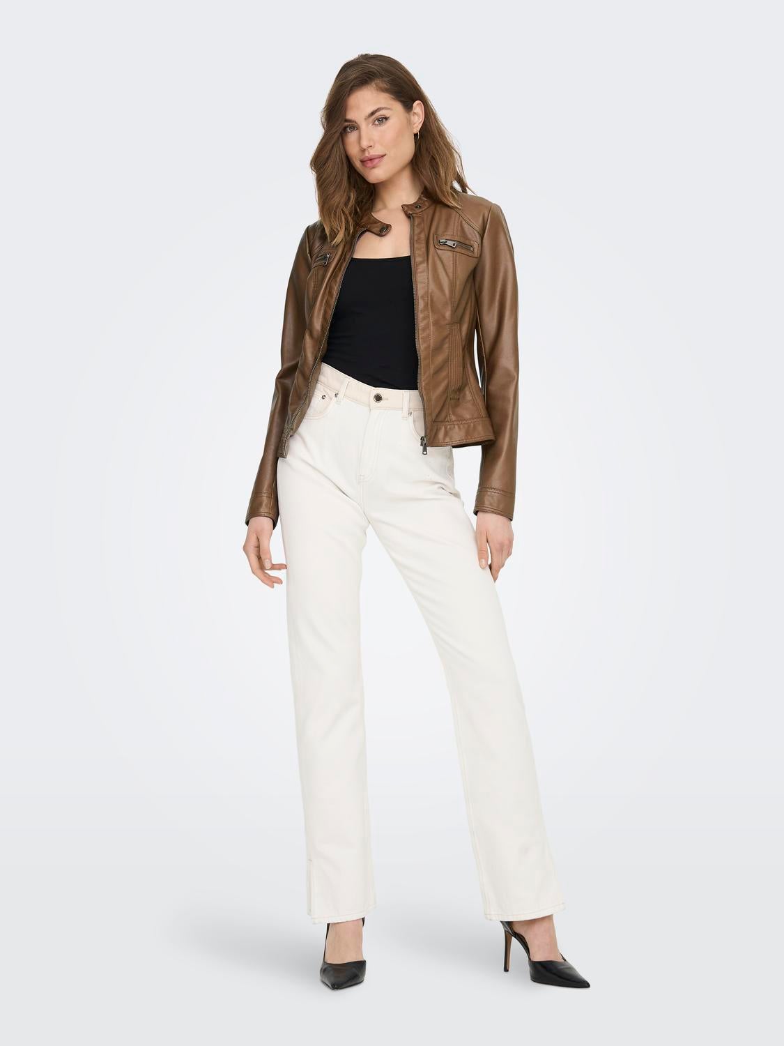 ONLBANDIT Kunstlederjacke Cognac