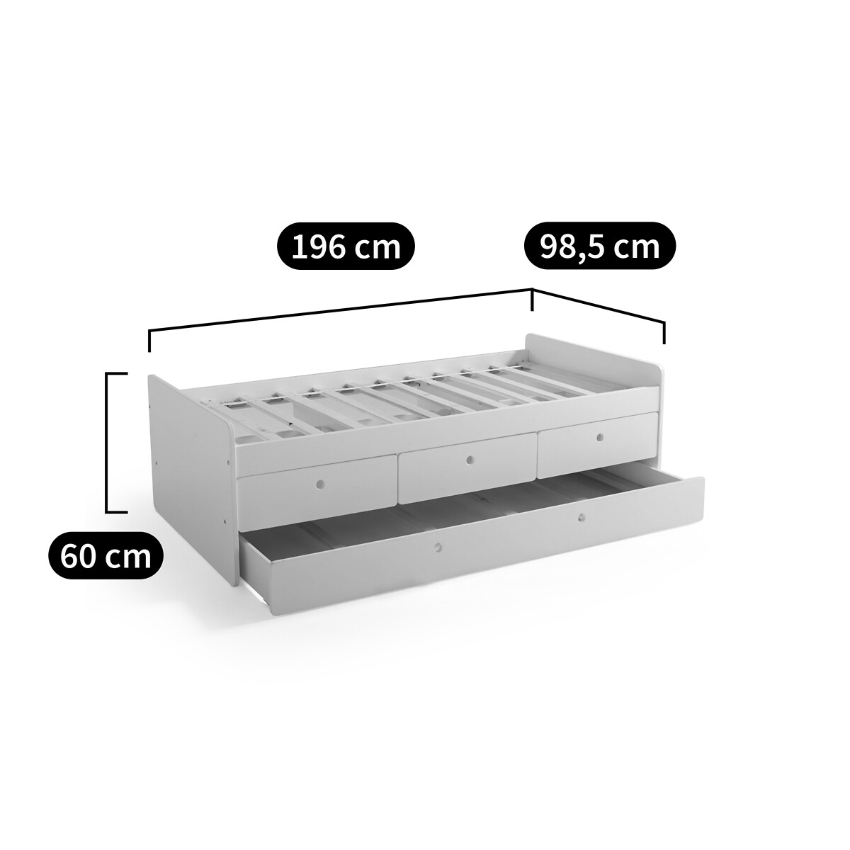 LA REDOUTE INTERIEURS<br>Cama com gavetas e estrado de ripas, SELISA