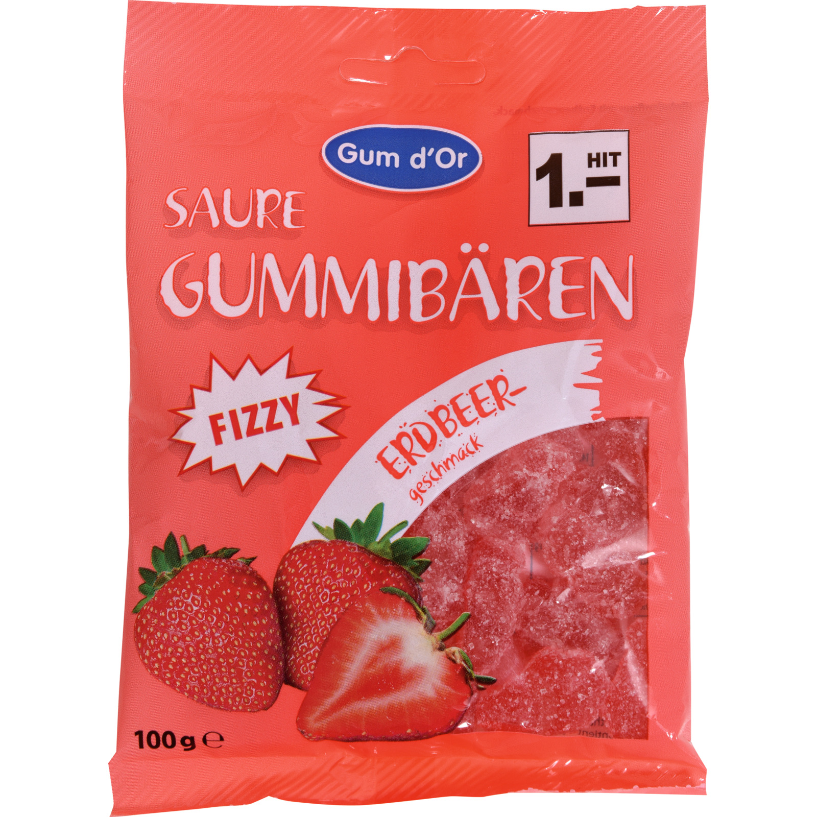Gum d'Or Gummibären sauer Erbeere 100g