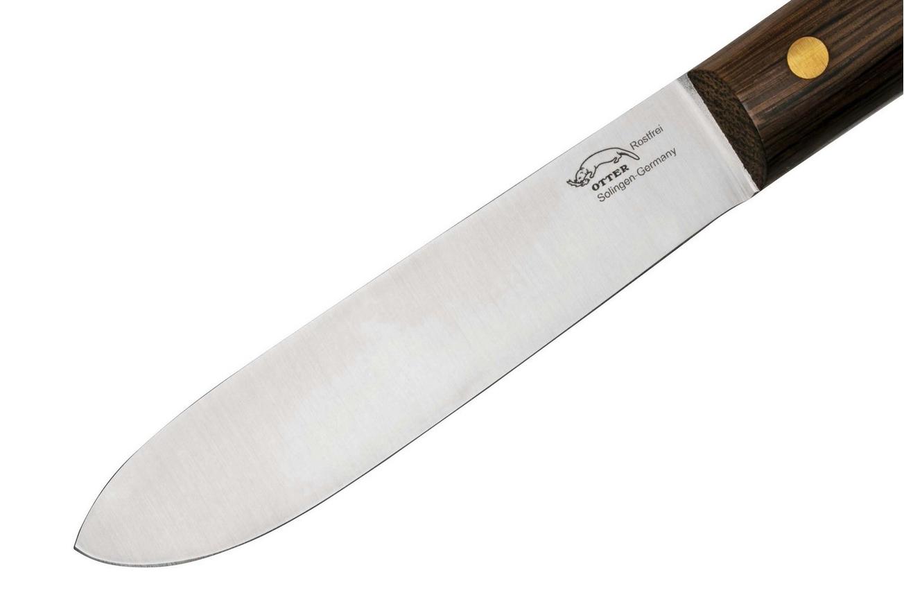 Otter Sailor and Boat Knife 901R, Stainless, Smoked Oak, Leather Sheath, vaststaand mes