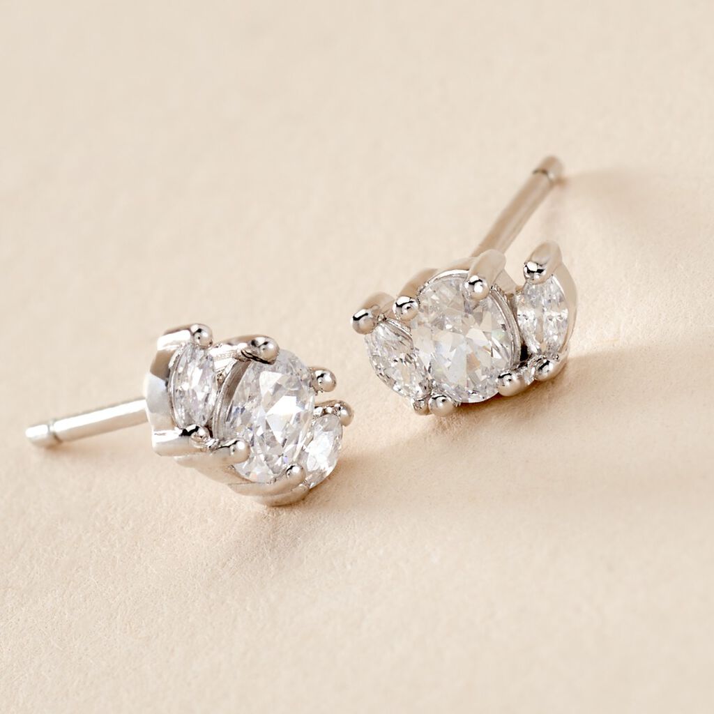 Boucles D'oreilles Puces Winter Sweetness Argent Blanc Oxyde