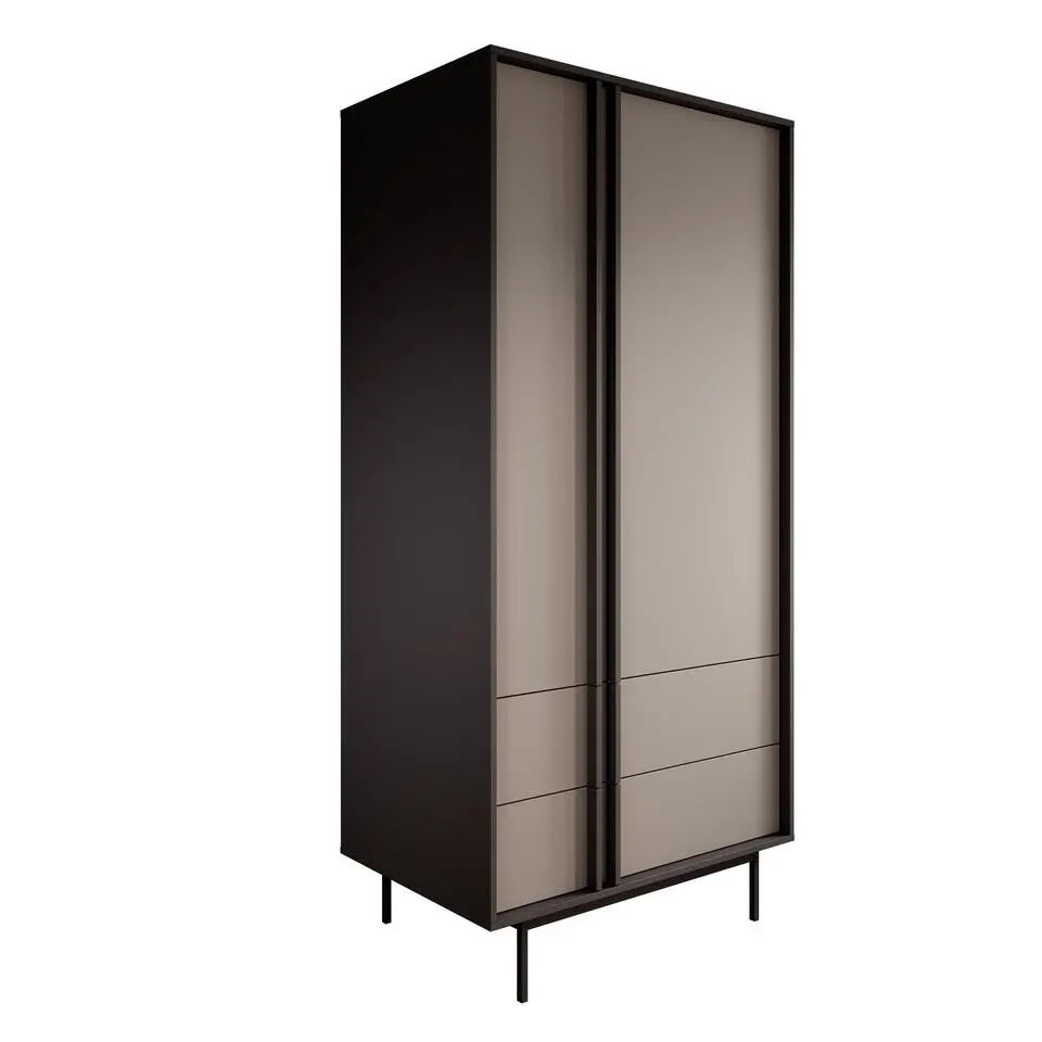 Meubella - Antigo - Kledingkast 2 deurs - Beige/Antraciet - 93x60x195 cm